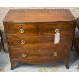 BOWFRONT CHEST, Regency flame mahogany with two short and two long drawers,