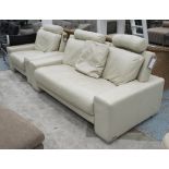 SOFA, two seater, in cream leather, Nicoletti style Flamenco on square supports,