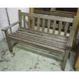 GARDEN BENCH, weathered slatted teak, rectangular John Lewis Burma teak, 125cm W.