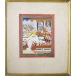 PHARI INDIAN ILLUSTRATION, 19th century watercolour, portraying a wedding scene, 28cm H x 20.