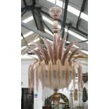 CHANDELIER BY MURANO, Andromeda style with gold flecked ferns, 120cm H.