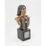 CHILLMARK 'CRAZY HORSE' SCULPTURE, by Joe Slockbower, bronzed and polychrome pewter,