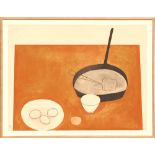 WILLIAM SCOTT 'Still Life with Frying Pan and Eggs', very rare silkscreen, handsigned and numbered,