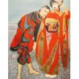 GINETTE FIANDACA 'Geisha', oil on canvas, signed verso, 152cm x 122cm.