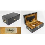 DAVIDOFF HUMIDOR, polished ebonised finish, recessed brass handles, fitted interior,