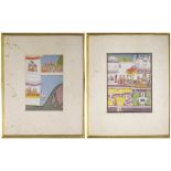 TWO PAHARI INDIAN ILLUSTRATIONS, 19th century both watercolour on paper, figural scenes,