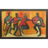 KEN ABENDANA SPENCER (1929-2005) Jamaica 'Dance', oil on board, signed lower left, 50cm x 77.