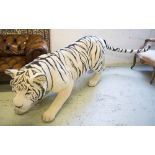 SIBERIAN WHITE TIGER SCULPTURE BY LARRY WALSHE, life sized, cast and carved fibreglass body,
