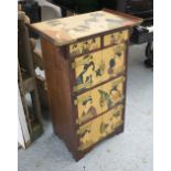 GEISHA CABINET, contemporary brass mounted with two drawers and six doors with Japanese scenes,