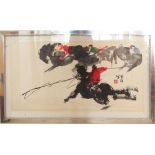 20TH CENTURY CHINESE SCHOOL 'Horses & riders', watercolour, signed, 47.