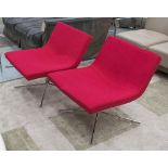 SWIVEL CHAIRS, a pair, fuchsia felt,