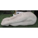 STONE CARVING, of a gymnast touching toes, 62cm L.