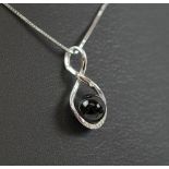 BLACK PEARL PENDANT NECKLACE, with 9k white gold chain.
