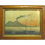 A PAIR OF GOUACHES depicting Stromboli seen from the sea, 27cm x 38cm each, framed and glazed.