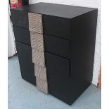 CHEST, of five drawers, Contemporary style in black ash, 85cm x 50cm x 101cm H.