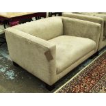 SMALL SOFA, oatmeal fabric, 102cm D x 70cm H x 125cm W.