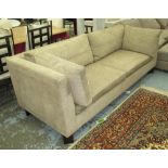 SOFA, oatmeal, three seater, 215cm W x 77cm H x 90cm D.