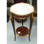 PLANT STAND, Louis XV style with marble top with bronzed gilded mounts, 40cm diam. x 76cm H.