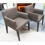 DINING CHAIRS, a set of four, by Poliform, 2007, in brown fabric on square supports, 59cm W.