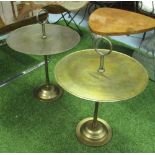 OCCASIONAL TABLES, bronze circular form with handles.