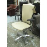 LIFE DESK CHAIR BY FORMWAY DESIGN, 2002, FOR KNOLL, in ivory leather finish, 64cm W.