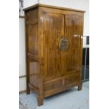 MARRIAGE CABINET, Chinese elm of two doors enclosing shelves with two drawers below,