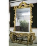 CONSOLE TABLE AND MIRROR, mid Victorian giltwood,