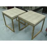 SIDE TABLES, a pair, from Oka, shagreen style, each 52cm W x 52cm D.