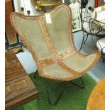 BUTTERFLY CHAIR, leather and canvas, 76cm W.