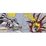 AFTER ROY LICHTENSTEIN, 'Whaam! Poster', offset lithograph diptych, each panel 62.9cm x 73.