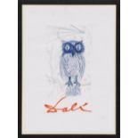 SALVADOR DALI 'The owl', lithographic poster, circa 1975, 66cm x 47cm, framed and glazed.