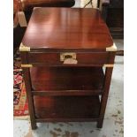 BEDSIDE/LAMP TABLES, a pair, Campaign style mahogany and brass bound,