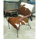 COWHIDE LEATHER CHAIR.