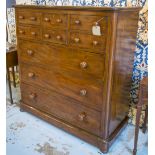 SCOTTISH CHEST, Victorian mahogany with arrangement of five drawers and three long drawers,