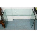 CONSOLE TABLE, curved glass, 35cm D x 75cm H x 100cm W.