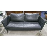 VITRA SOFA, black hide 'Suita' sofa by Vitra with metal supports, 189cm W x 89cm D.