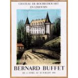 BERNARD BUFFET 'Chateau de Rochechouart', lithographic poster, printed by Mourlot 1981, 87cm x 64cm,
