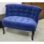 WINDOW SEAT, blue velvet upholstered, 104cm W.