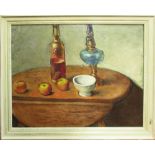 PIERRE PELTIER 'Nature morte à la lampe', oil on canvas, signed lower right and verso, titled verso,