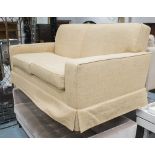 SOFA from Kingcome, model 'The Manhattan', in woven tan fabric 180cm W x 87cm H x 95cm D.