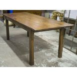 FARMHOUSE TABLE, Vintage French cherrywood planked rectangular and tapered support,