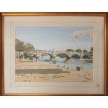 RON PEARCE," Richmond Bridge" and "Boat House Putney", a pair of watercolours, signed,