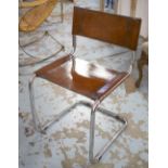 DINING CHAIRS, a set of eight Bauhaus design stitched tan brown leather including two armchairs.