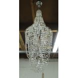 BAG CHANDELIER, with faceted drops and chrome frame, 100cm H x 35cm W.