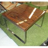 LAMP TABLE, stripe exotic wood metal legs, 70cm x 70cm x 51cm H.