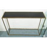 CONSOLE TABLE, gilt metal frame base with slate style insert top.