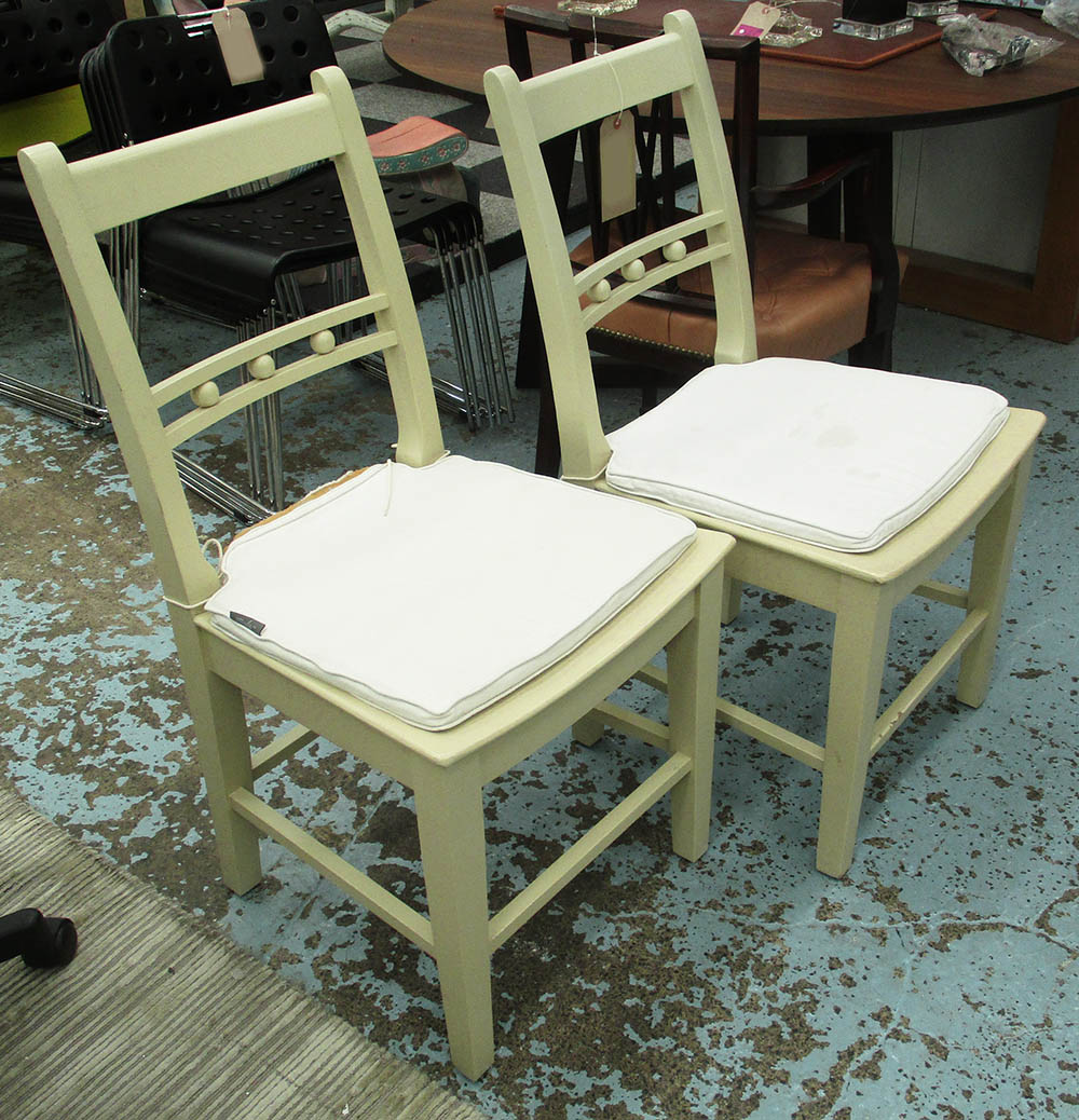 DINING CHAIRS, a set of eight, cream, each 95cm H x 47cm W.