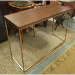 CONSOLE TABLE, gilt metal framed with a rectangular wooden top, 120cm W x 79cm H x 40cm D.