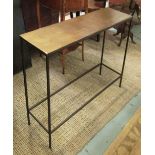 CONSOLE TABLE, metal framed with a rectangular bronze coloured top, 99cm W x 71cm H x 25cm D.