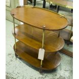 ETAGERE, mahogany and brass with three oval tiers, 81.5cm L x 48cm x 73.5cm H.